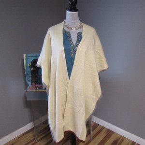NWT Anthropologie Ivory Gray Brown Cape Poncho